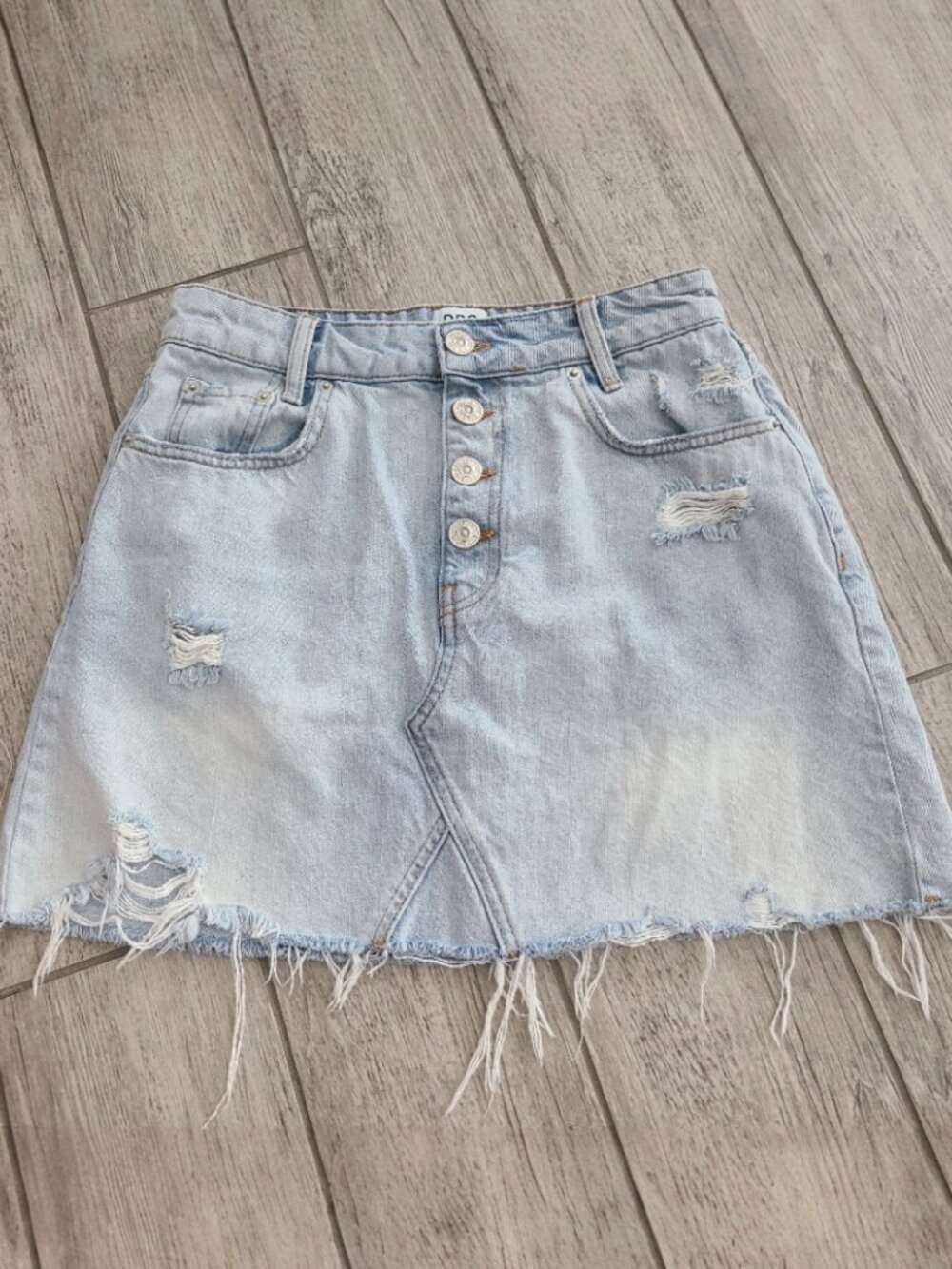 BDG Urban Outfitters Women's Distressed Denim Mini Skirt Light Wash Size Medium